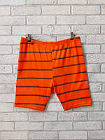 Зимние теплые панталоны оптом для женщин большого размера с высокой посадкой оранжевые в полоску р.52 56 60 64
