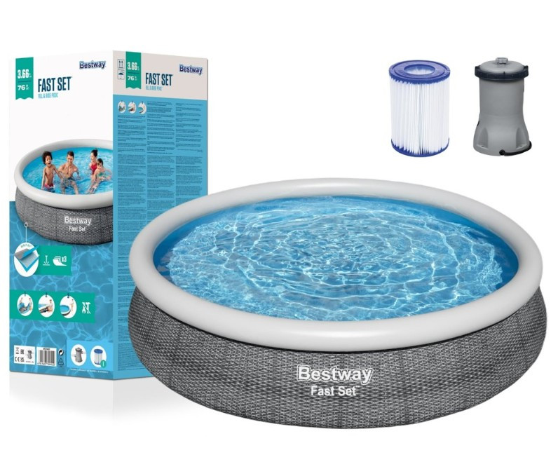 Басейн Bestway 57445 надувний 366 x 76 см фільтр- насос 1249 л/год