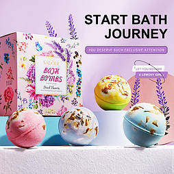 Бомбочки для ванны с солью и сушеными цветами  SADOER, 100г*4шт.