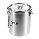 Туристичний казанок з нержавіючої сталі Tomshoo 750 мл з кришкою та складними ручками кружка з підвісом над багаттям, фото 7