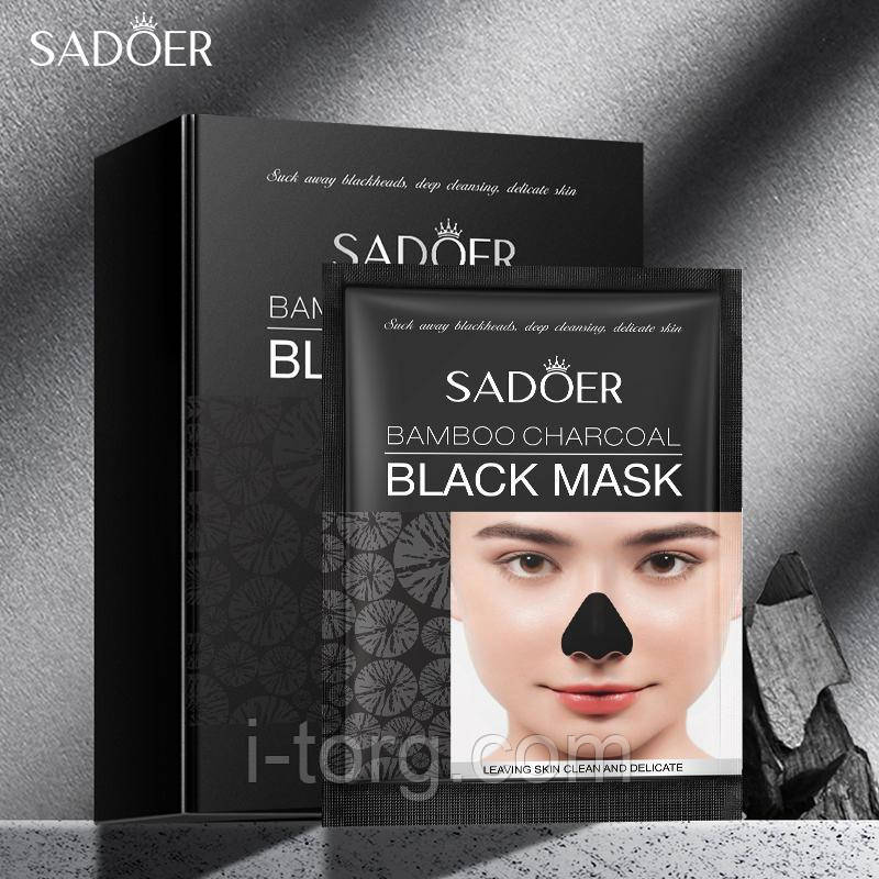 Маска від чорних крапок з бамбуковим вугіллям SADOER, 6г*10шт.