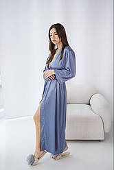 ХАЛАТ ШОВКОВИЙ жіночий довгий СЕРЫЙ 117