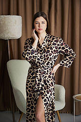 ХАЛАТ ШОВКОВИЙ жіночий довгий ЛЕОПАРДОВИЙ 117