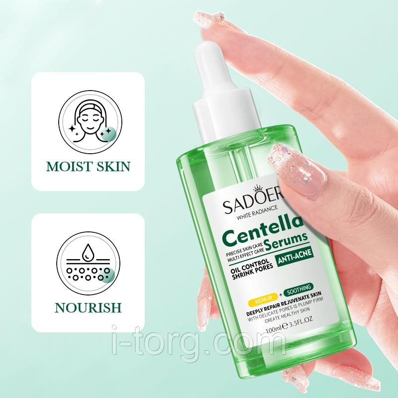 Відновлююча та заспокійлива сироватка для обличчя Sadoer з екстрактом центелли, 100 мл.