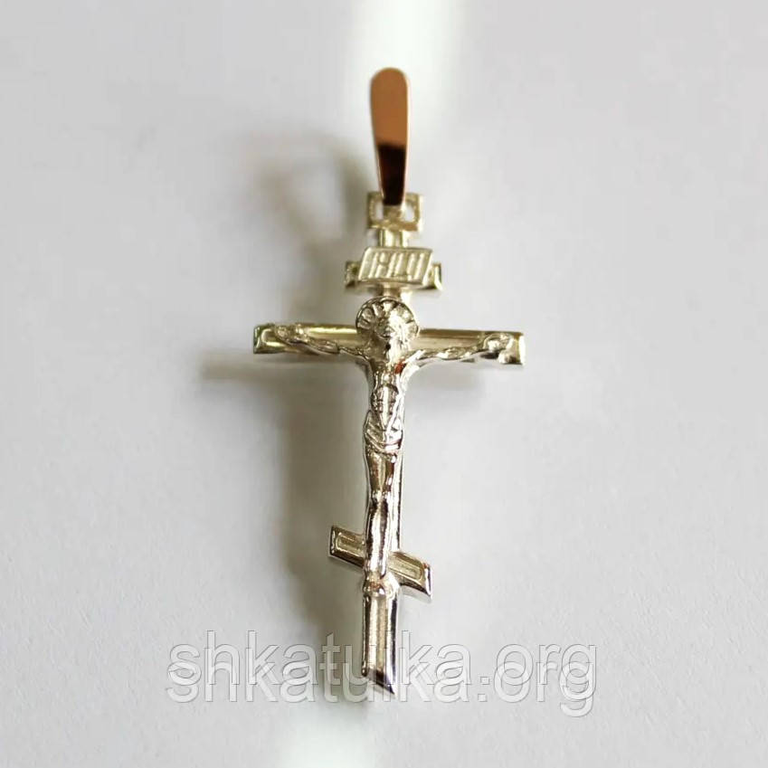 Срібний хрестик з золотими вставками