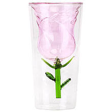 Подарункова скляна склянка "Троянда" з декоративною трояндою всередині 200 мл