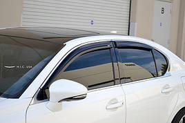 Дефлектори вікон (вітровики) для Lexus GS 2012+ з хром полоскою 4шт (HIC)