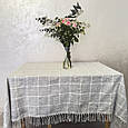 Скатертина сучасна лляна з тороками в асортименті. Світло сіра, фото 2