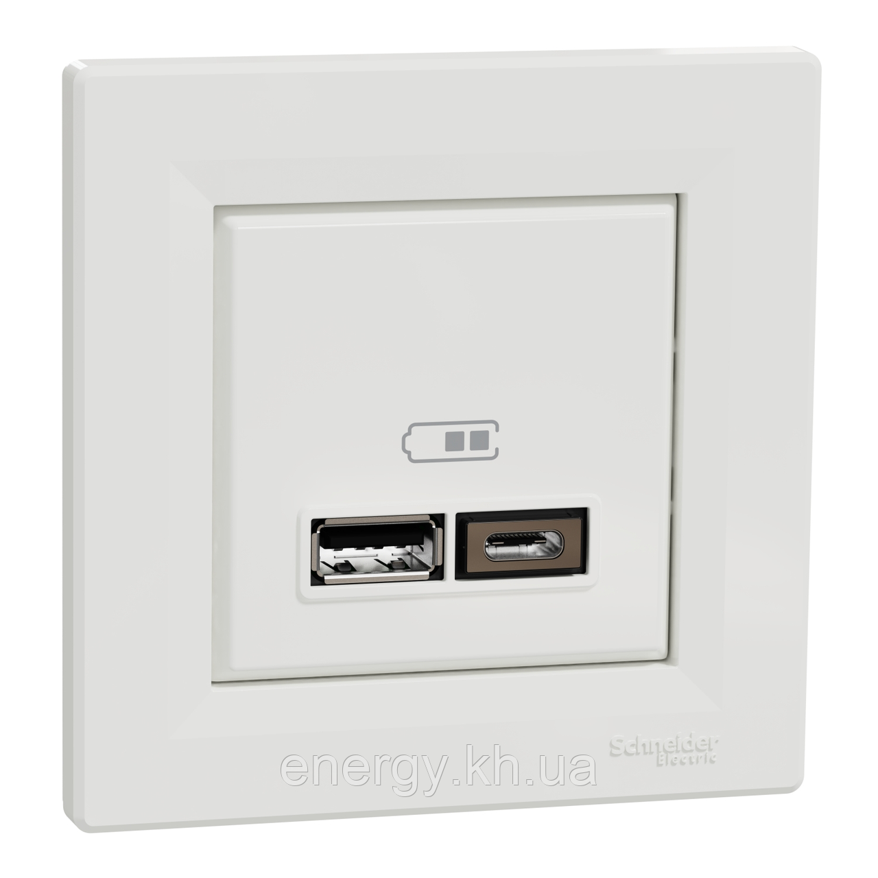 USB розетка тип А+С 2,4А або 2х1,2А біла Asfora EPH2700321