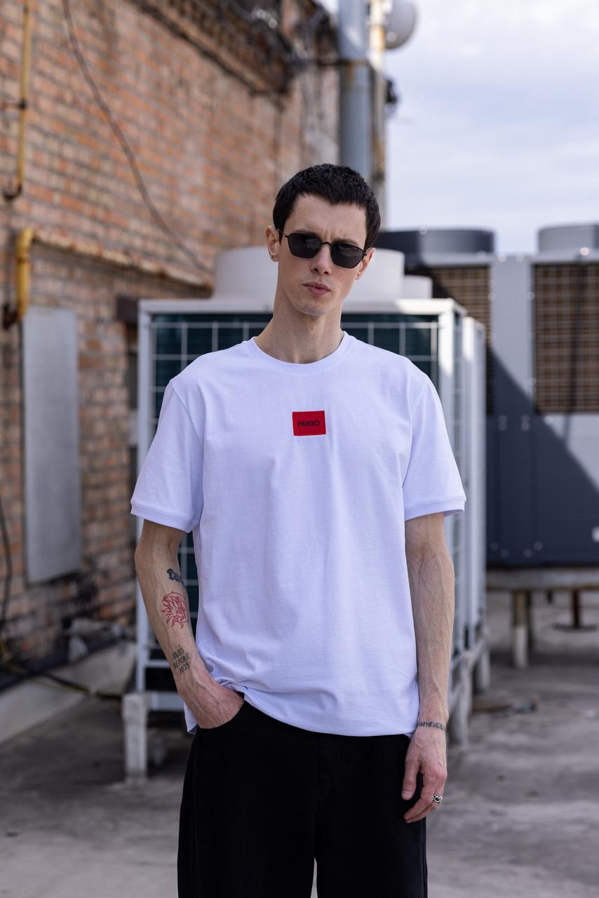 Чоловіча футболка Hugo Boss біла спортивна бавовняна Теніска Х'юго Бос на літо, фото 1