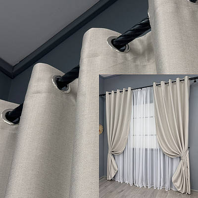 Комплект (2шт. 1,5х2,5м.) штор на люверсах, Шеніл однотонний (блекаут). Колір димчасто-білий. Код 1698ш 37-0248