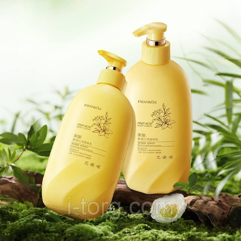 Розгладжуючий та зволожуючий лосьйон для тіла з фруктовими кислотами Fayankou, 500 мл.
