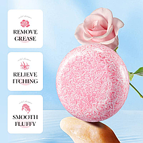 Твердий безсульфатний шампунь Sadoer із трояндою, 60 г., фото 4