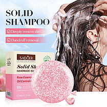 Твердий безсульфатний шампунь Sadoer із трояндою, 60 г., фото 5
