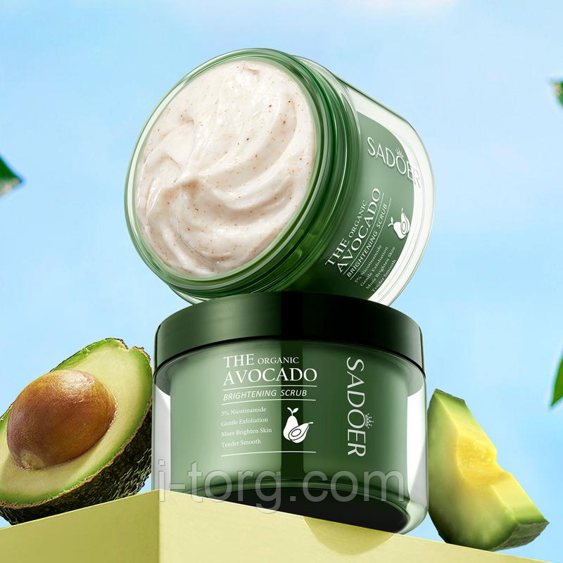 Скраб для тіла з екстрактом авокадо Sadoer The Organic Avocado Bath Salt Scrub, 220 г.
