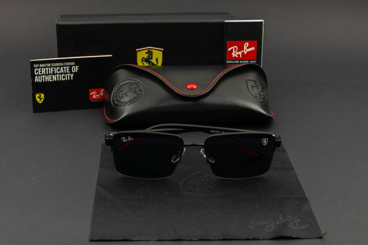 Сонцезахисні окуляри RAY BAN Ferrari UV400 (арт. RB0307) чорні/матова оправа, фото 1