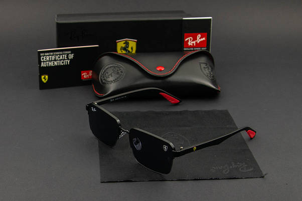 Сонцезахисні окуляри RAY BAN Ferrari UV400 (арт. RB0307) чорні/матова оправа, фото 4