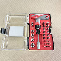 Викрутка Т-подібна з храповим механізмом і комплектом насадок 29 од. вир-во ст. INTERTOOL VT-3330