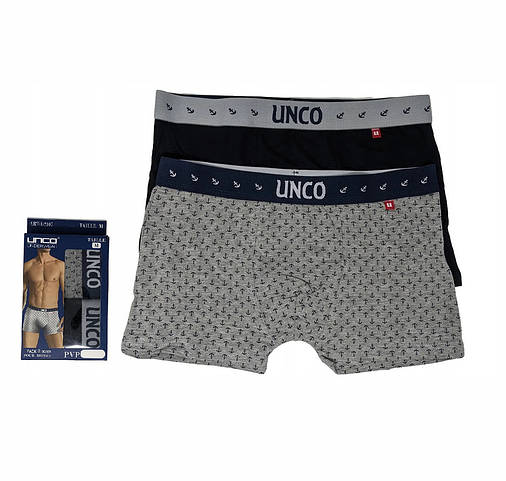 Труси-боксери чоловічі UNCO Underwear (2 шт.) L Grey/Black, фото 3