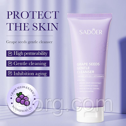Пінка для вмивання з екстрактом винограду SADOER Grape Seeds Gentle Cleanser, 100 мл., фото 1