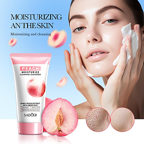 Пінка для обличчя Sadoer Honey Peach Extract з екстрактом персика та меду, 150 г., фото 2