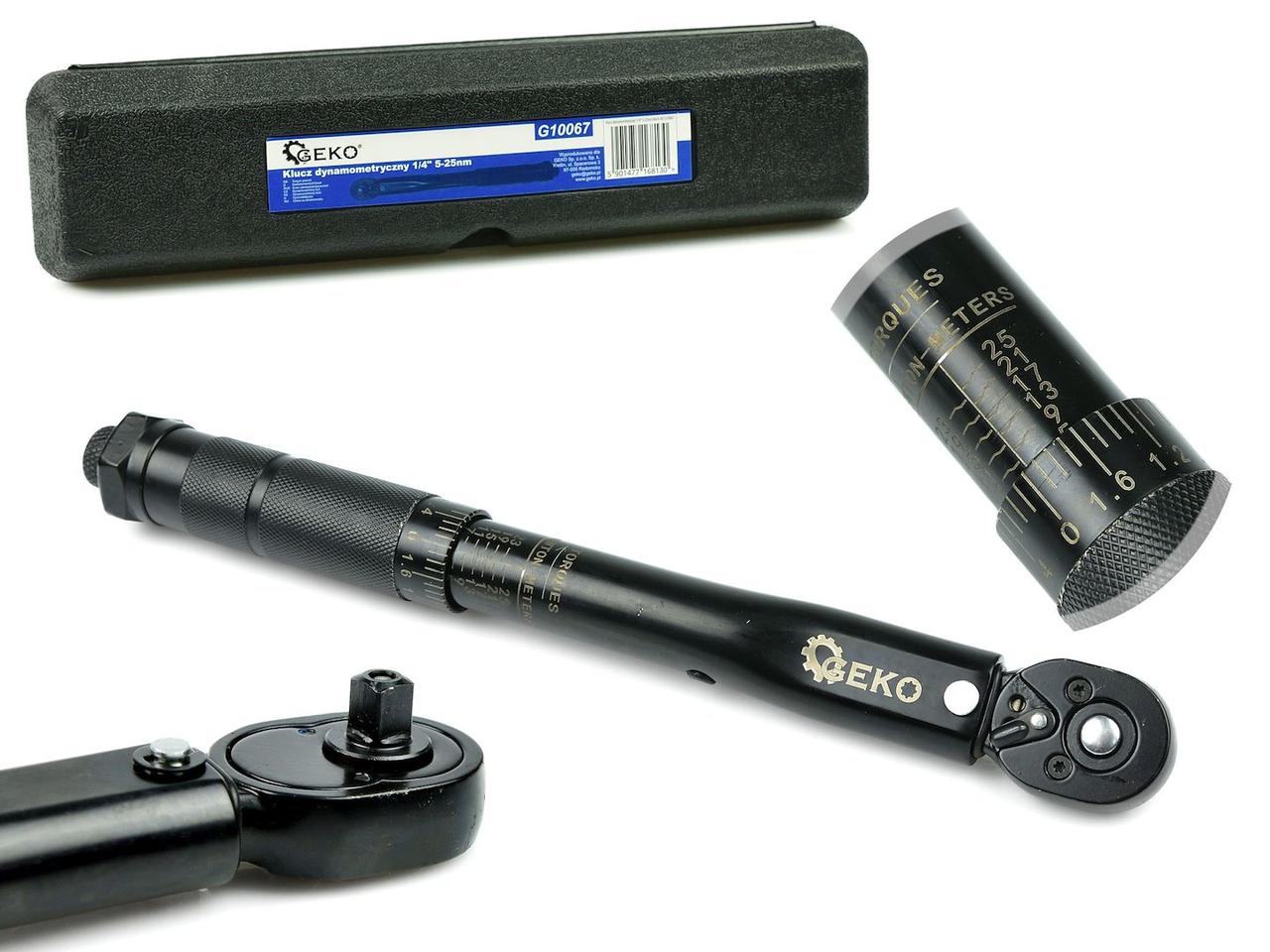 Динамометричний ключ 1/4" 5-25 Нм, Black HD GEKO G10067