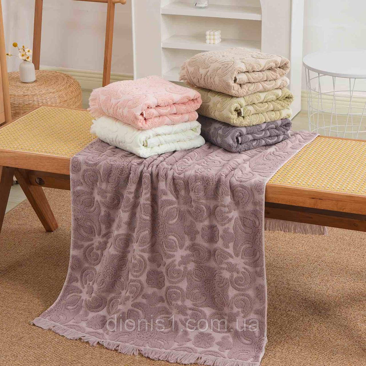 Лицьовий махровий рушник 6 шт в уп. Розмір 50х90 - 100% бавовна, фото 1