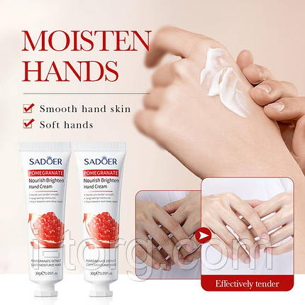Крем для рук зволожуючий та освітлювальний з гранатом SADOER, 30г., фото 2