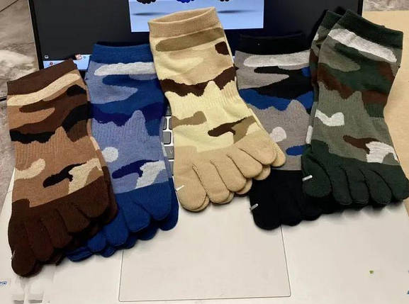 Набір чоловічі короткі шкарпетки з пальцями (40-43) 5 пар камуфляж, фото 1