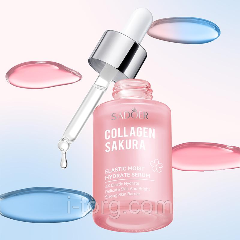 Сироватка для обличчя з екстрактом сакури Sadoer Collagen Sakura Elastik Moist Hydrate Serum, 30 мл.