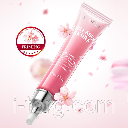 Крем для еластичної шкіри під очима із колагеном та сакурою Sadoer Collagen Sakura Elasticity Eye Cream, 20 г., фото 1