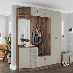 Сучасна довга стінка передпокій у коридор 180 см з шафою антресолями та тумбою для взуття Класика Д