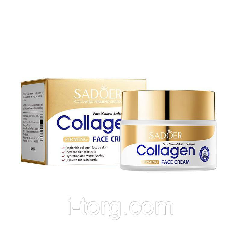 Омолоджуючий крем для обличчя Collagen Anty-Aging проти старіння шкіри Sadoer, 60г.