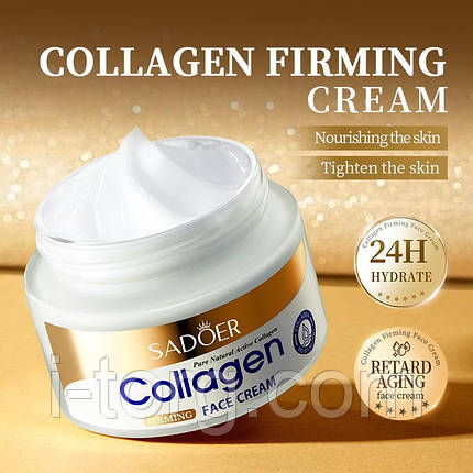 Омолоджуючий крем для обличчя Collagen Anty-Aging проти старіння шкіри Sadoer, 60г., фото 2