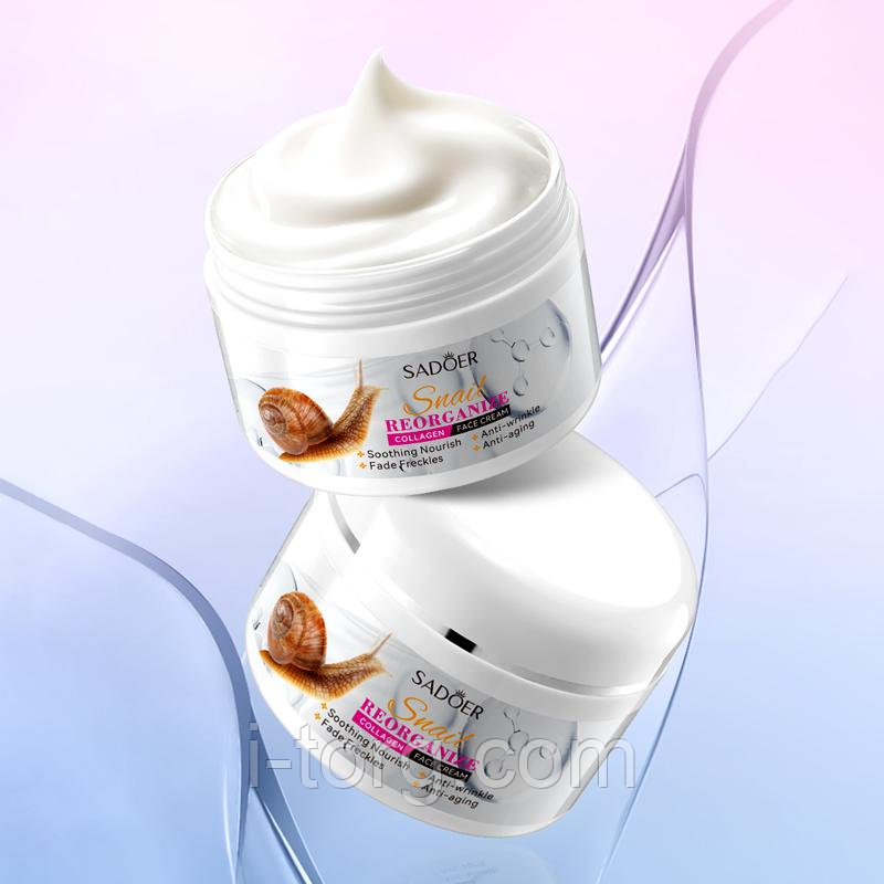 Поживний крем, що відновлює, для обличчя з муцином равлики Sadoer, 100 г.