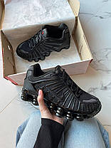 Чоловічі кросівки Nike Shox LT Black Найк Шокс ТЛ чорні повністю шкіра сітка підошва air унісекс, фото 4