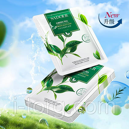 Зволожуюча тканинна маска для обличчя із зеленим чаєм SADOER,25 г., фото 1