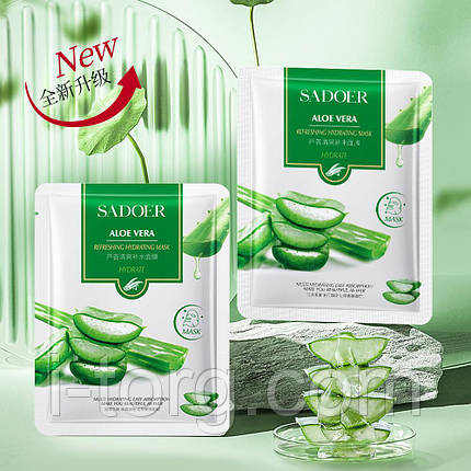 Тканинна маска для обличчя з екстрактом алое віра Sadoer, 25г., фото 1