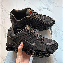 Чоловічі кросівки Nike Shox LT Black Найк Шокс ТЛ чорні повністю шкіра сітка підошва air унісекс, фото 6
