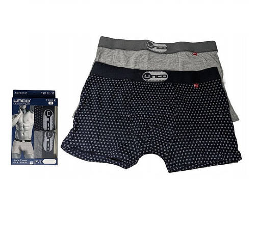 Труси-боксери чоловічі UNCO Underwear (2 шт.) M Black/Grey, фото 3