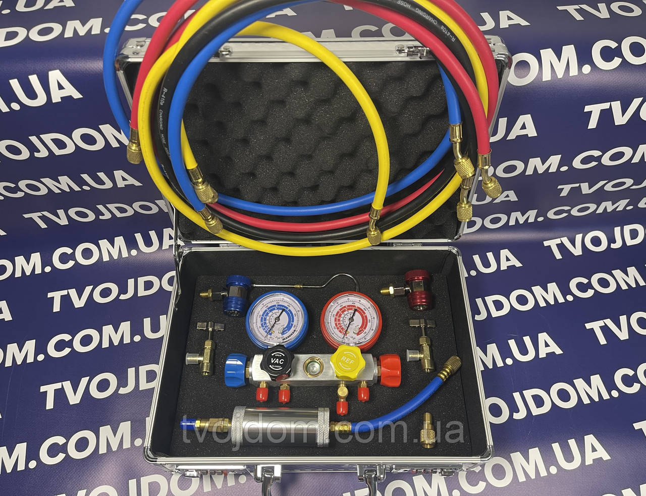 Манометричний колектор 4-х вентильний CT-MCO2 (R-22,R-410a,R-404a,R-134a) срібна валіза.