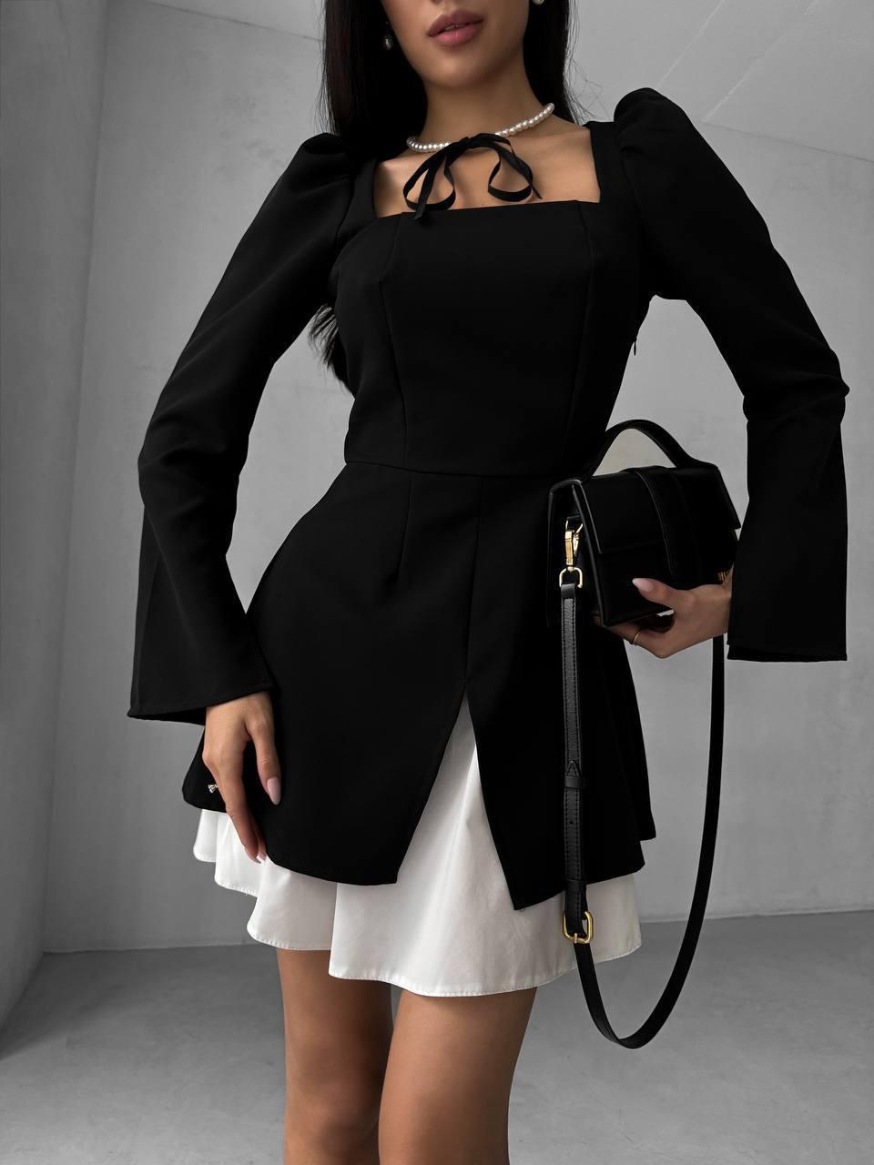 Жіноча ніжна базова святкова міні приталена сукня з білим спідником костюмка люкс, фото 1