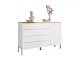 Комод на прямих ніжках Aurora Gloss 4S1D (білий глянець/золотий), фото 5