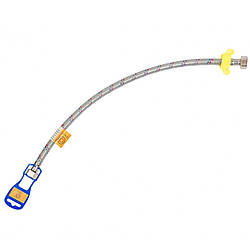 Шланг для води гнучка підводка Ango внутрішнє різьблення 1/2 дюйма 50 см нержавійка в силіконі з ключем