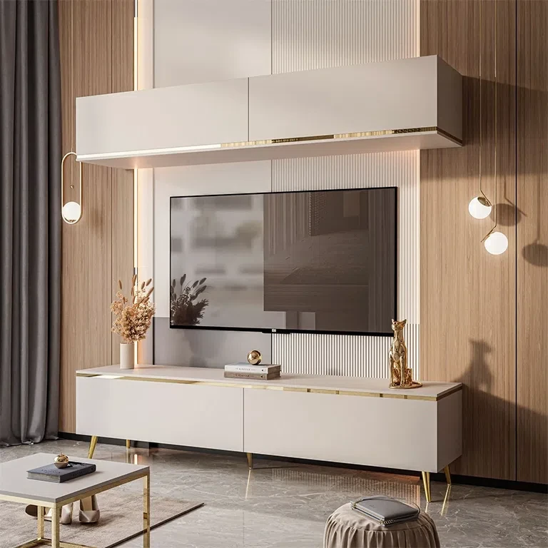 Меблева стінка на косих ніжках Aurora II (кашемір/золотий), фото 1