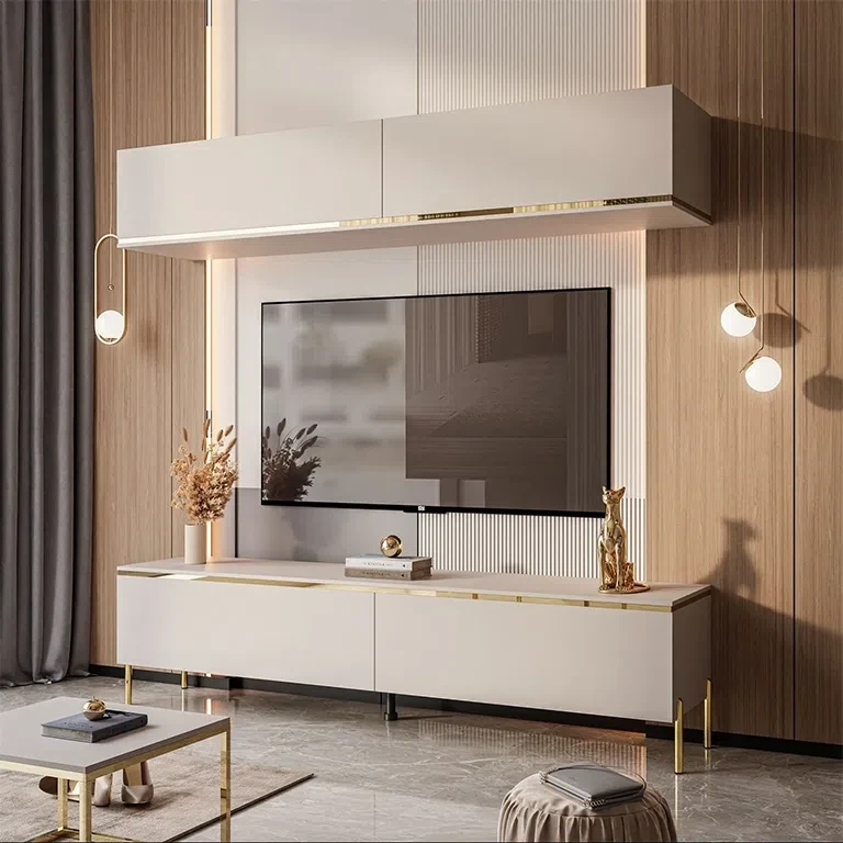 Меблева стінка на прямих ніжках Aurora II (кашемір/золотий), фото 1