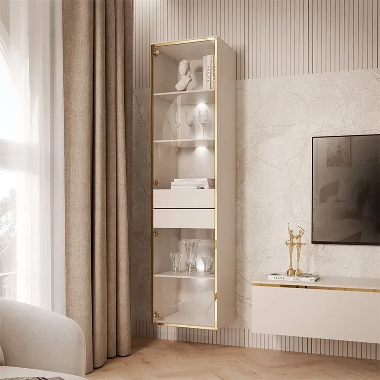 Вітрина навісна Aurora (кашемір/золотий), фото 1