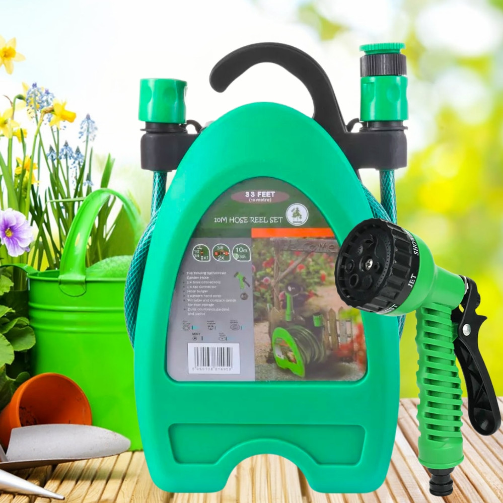 Поливальний шланг 10м з котушкою та розпилювачем з 7 режимами Hose Reel Set шланг садовий переносний