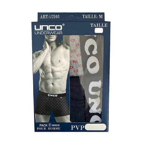 Труси-боксери чоловічі UNCO Underwear (2 шт.) M Grey/Blue, фото 4