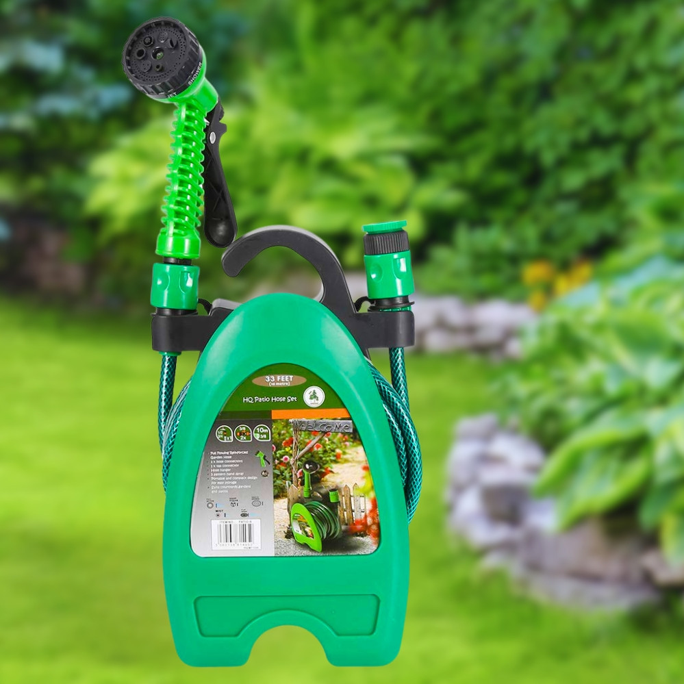 Садовий шланг 10м Hose Reel Set з котушкою та розпилювачем з 7 режимами поливальний шланг портативний